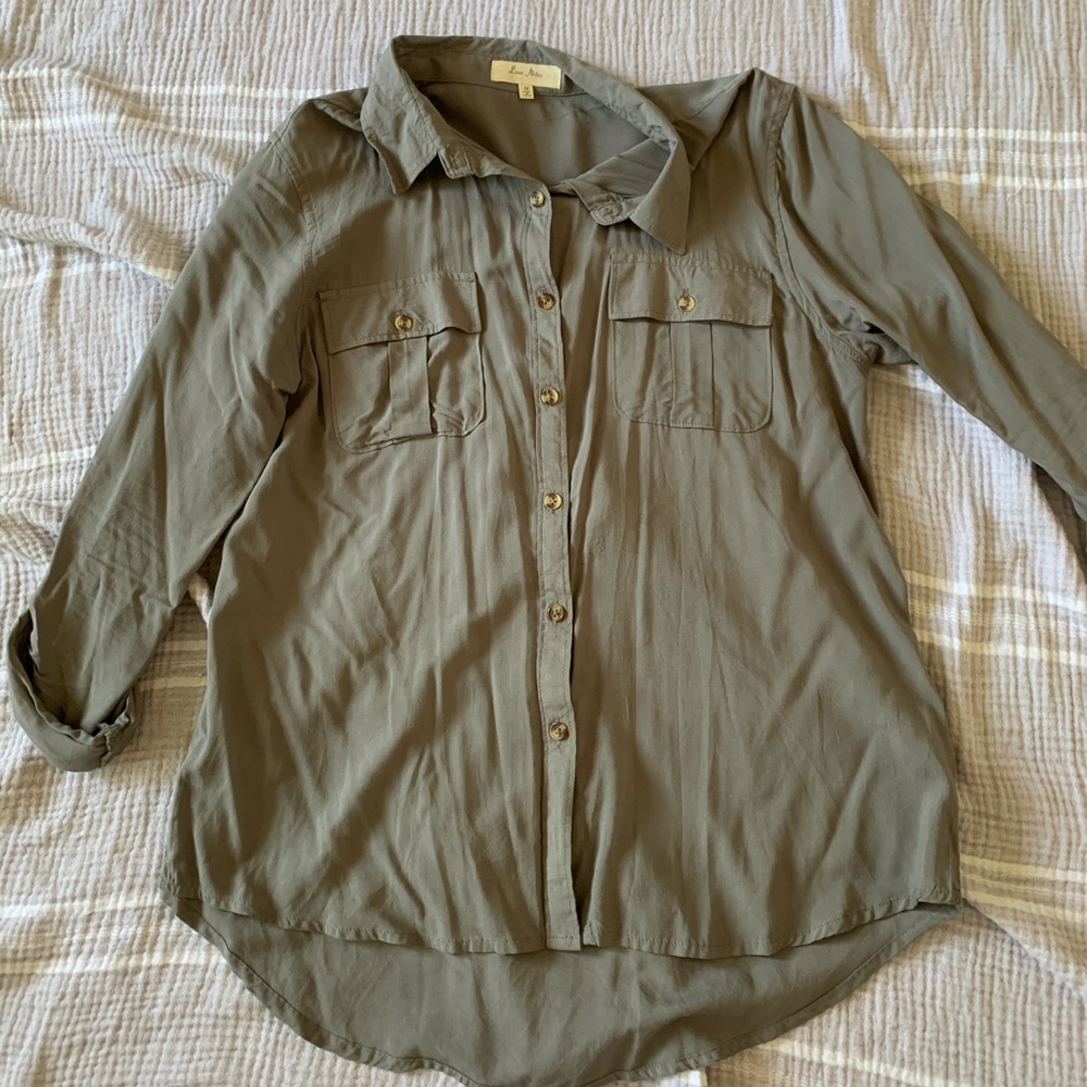 Olive Green Button Down Top
